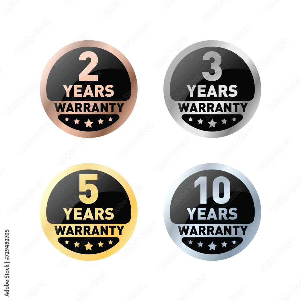 Set Warranty 2, 3, 5, 10 years. Vector illustration