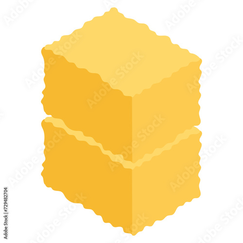 An isometric design icon of haybale 