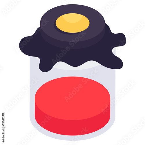 Conceptualizing isometric design icon of jam bottle 