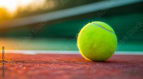 Tennis ball on tennis court with copy space for your text