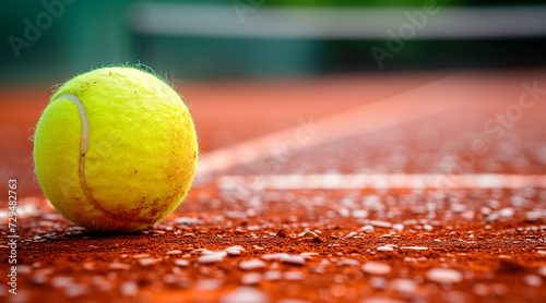 Tennis ball on tennis court with copy space for your text © Enrique