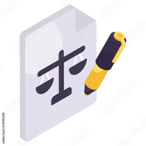 Editable design icon of legal paper 