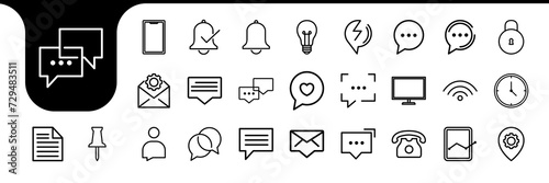 bubble chat lines icon set design vector