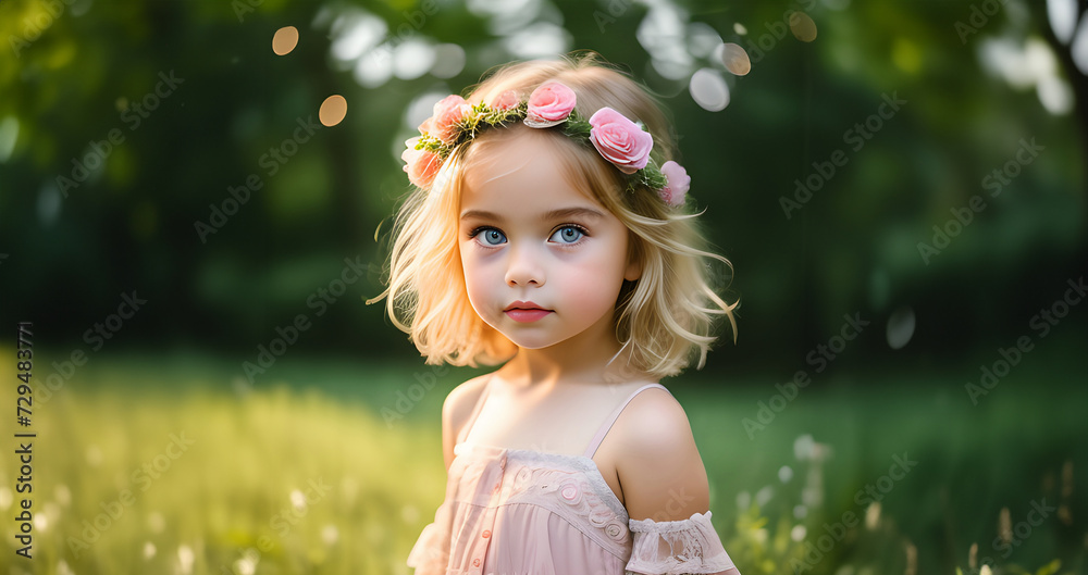 Cute little girl. Pretty kid girl face. Portrait of adorable child. Spring for children. Kid smiles and enjoys summer. Funny kid face. Outdoor portrait of a smiling little kid girl. Cute little girl. Pretty kid girl face. Portrait of adorable child. Spring for children. Kid smiles and enjoys summer. Funny kid face. Outdoor portrait of a smiling little kid girl.