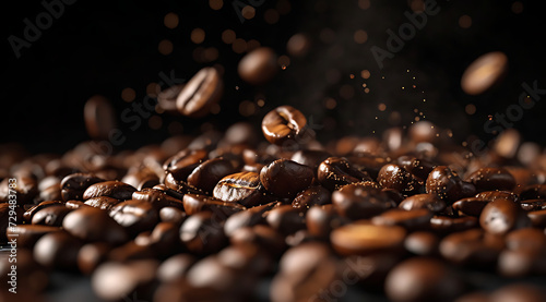 a variety of coffee beans on a black background in