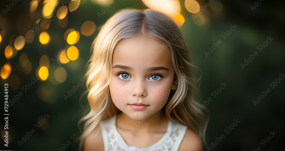 Smiling cute child girl in dress posing over spring blooming outdoor park. Kid girl face on nature background. Childhood. Kids outdoor portrait. Springtime. Pretty little girl kid. Smiling cute child girl in dress posing over spring blooming outdoor park. Kid girl face on nature background. Childhood. Kids outdoor portrait. Springtime. Pretty little girl kid.