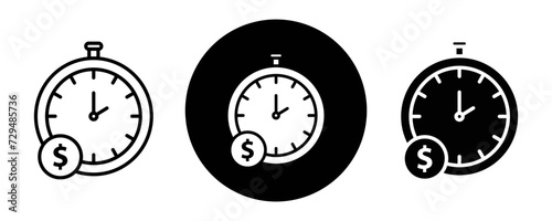 Time is money outline icon collection or set. Time is money Thin vector line art