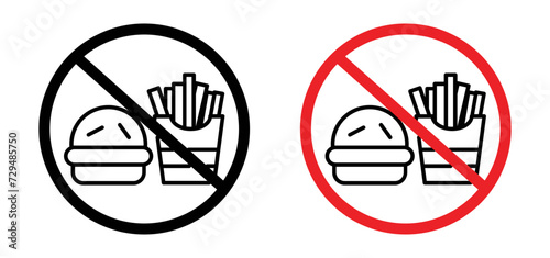 No eating outline icon collection or set. No eating Thin vector line art