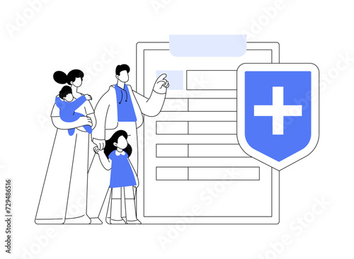 Family health insurance isolated cartoon vector illustrations.