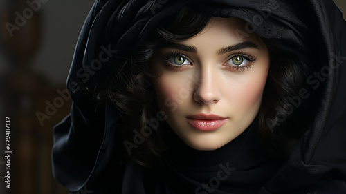 Vintage portrait of a mysterious woman with beautiful eyes