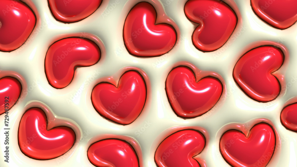 Red 3d hearts background. Banner for Valentine's day Red 3d hearts background. Banner for Valentine's day