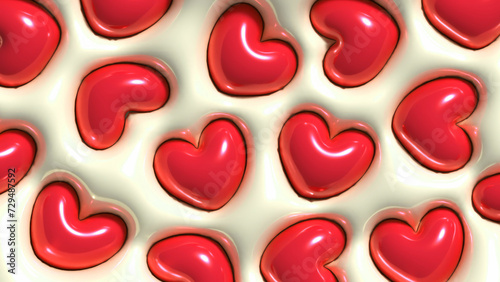 Red 3d hearts background. Banner for Valentine's day (ID: 729487592)