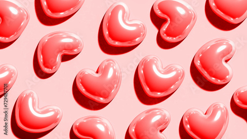 3d cartoon red hearts background. Suitable for Valentine's Day and Mother's Day decoration.
