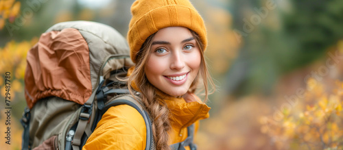 woman in autumn forest