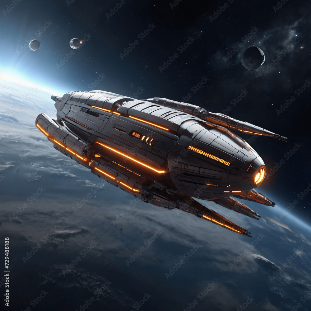 spaceship in the space . Created using generative AI