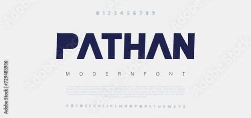 Pathan Abstract modern urban alphabet fonts. Typography sport, technology, fashion, digital, future creative logo font. vector illustration