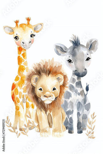 Watercolor animal for kids