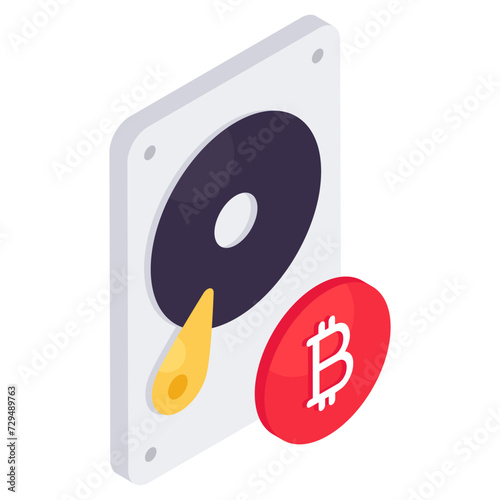 A trendy vector design of bitcoin hard disk