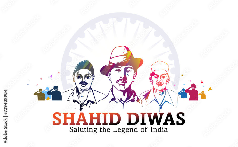 Independence Day of India freedom fighter background. People remembering, saluting and celebrating Shaheed Diwas. Martyrs Day poster and patriotic background. Independence Day of India freedom fighter background. People remembering, saluting and celebrating Shaheed Diwas. Martyrs Day poster and patriotic background.