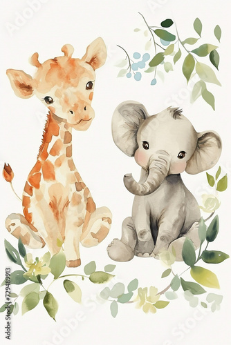 Watercolor animal for kids