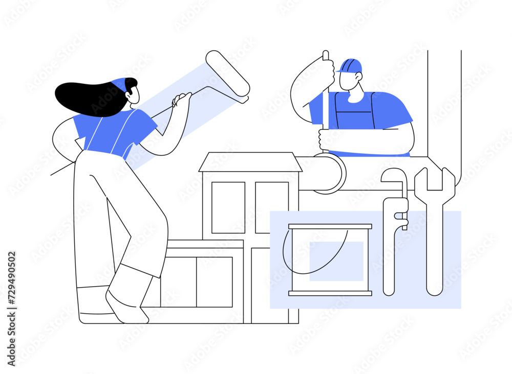 House rehab isolated cartoon vector illustrations.