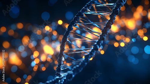 3D rendering genetic diagram of human DNA under microscope © Derby