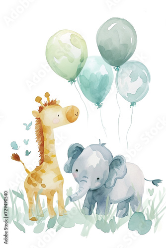 Watercolor animal for kids