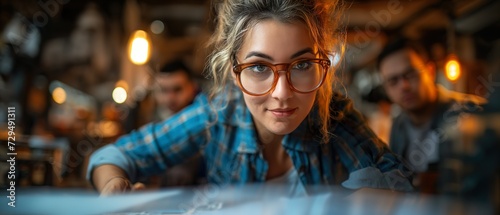 Girl In A Business Office. Illustration On The Theme Of Cinema And TV Series, Lifestyle And Business. Generative AI