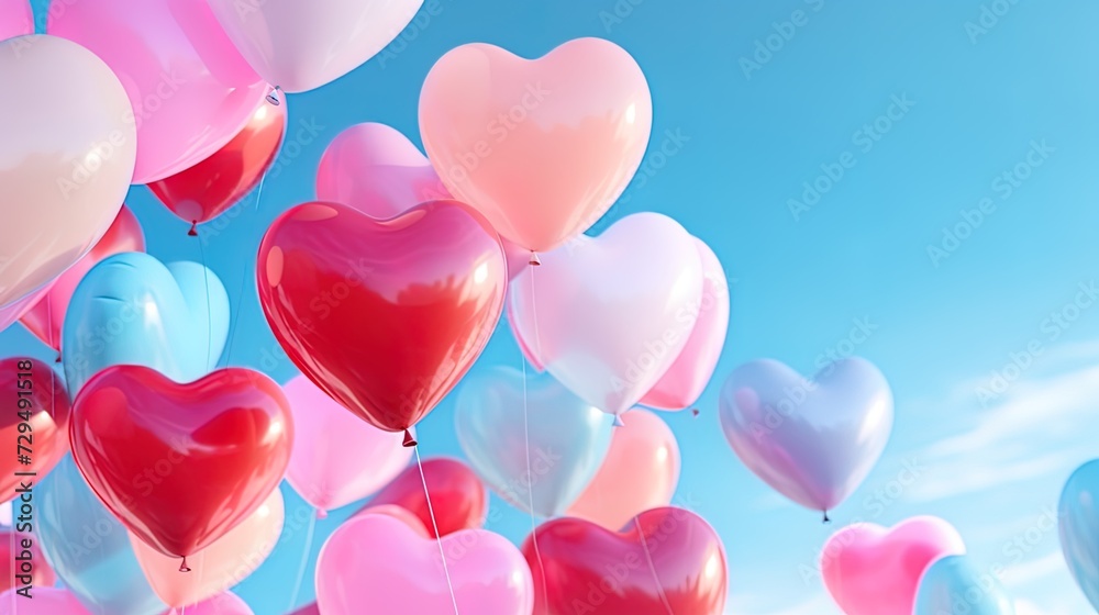 Balloons in the form of flying hearts for romantic events