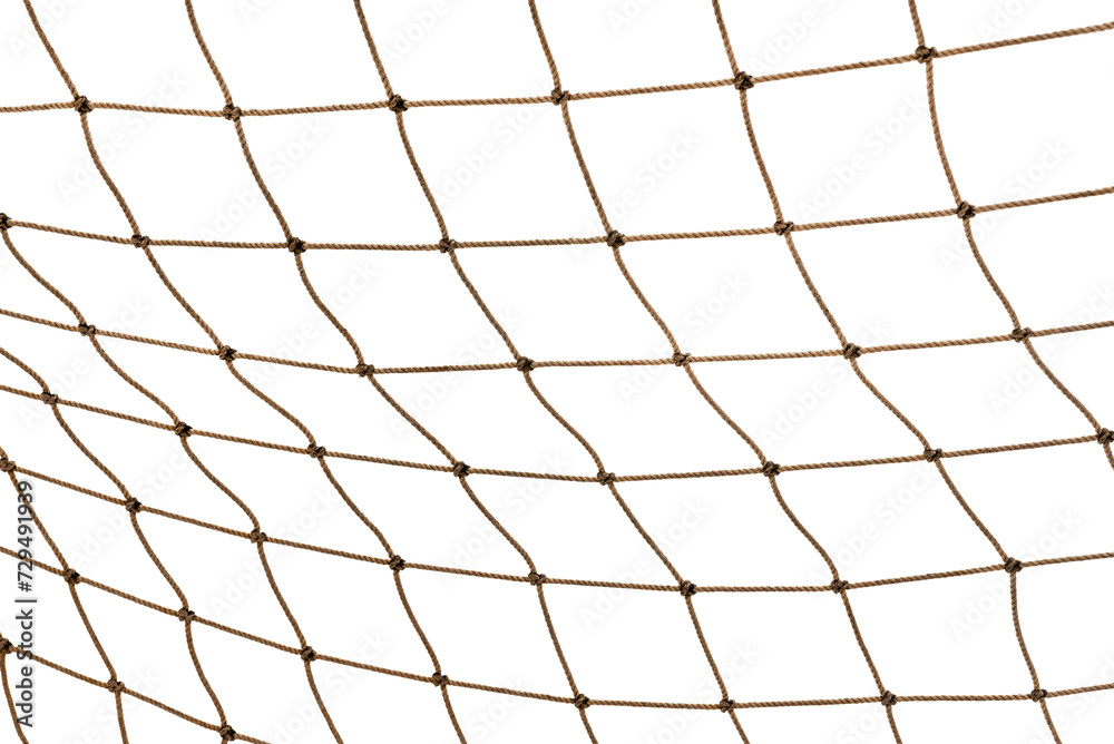 Football or tennis net. Rope mesh on a white background close-up Football or tennis net. Rope mesh on a white background close-up