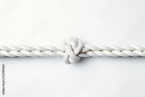 close up of white rope on white background with copy space for text