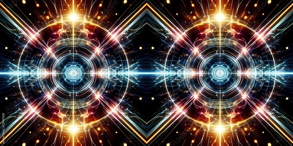Obraz premium 3d rendering, computer generated abstract background, red, blue, yellow, pink