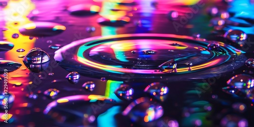 Close-up of Colorful Water Droplet
