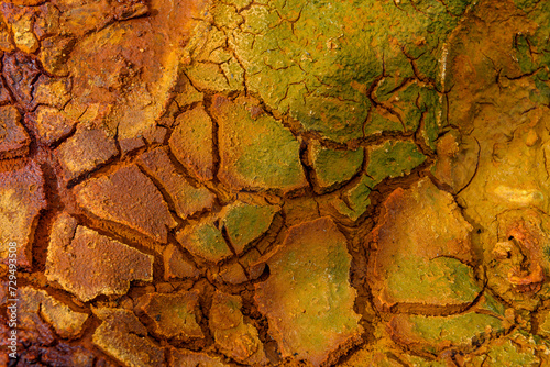 Sunlit Cracked Clay Soil in Rio Tinto photo