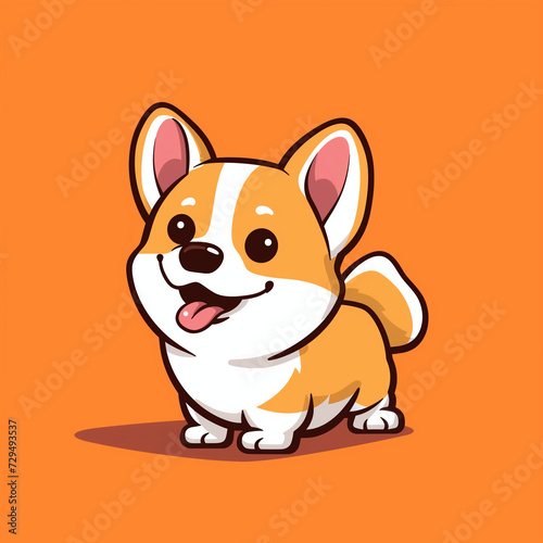 Charming Corgi with a wagging tail, cute corgi cartoon vector icon