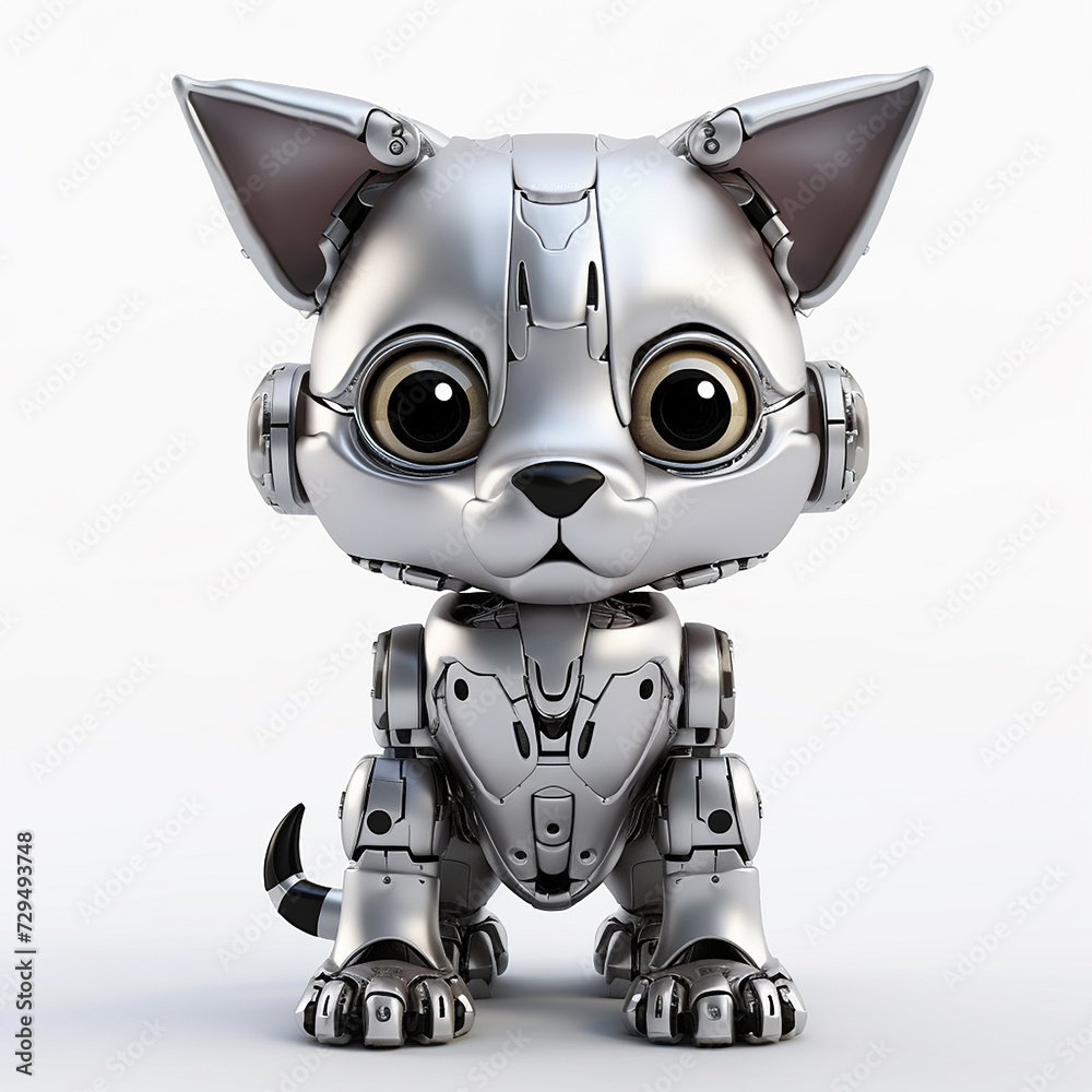 Cute metallic body robot dog isolated commercial technology picture ____06
