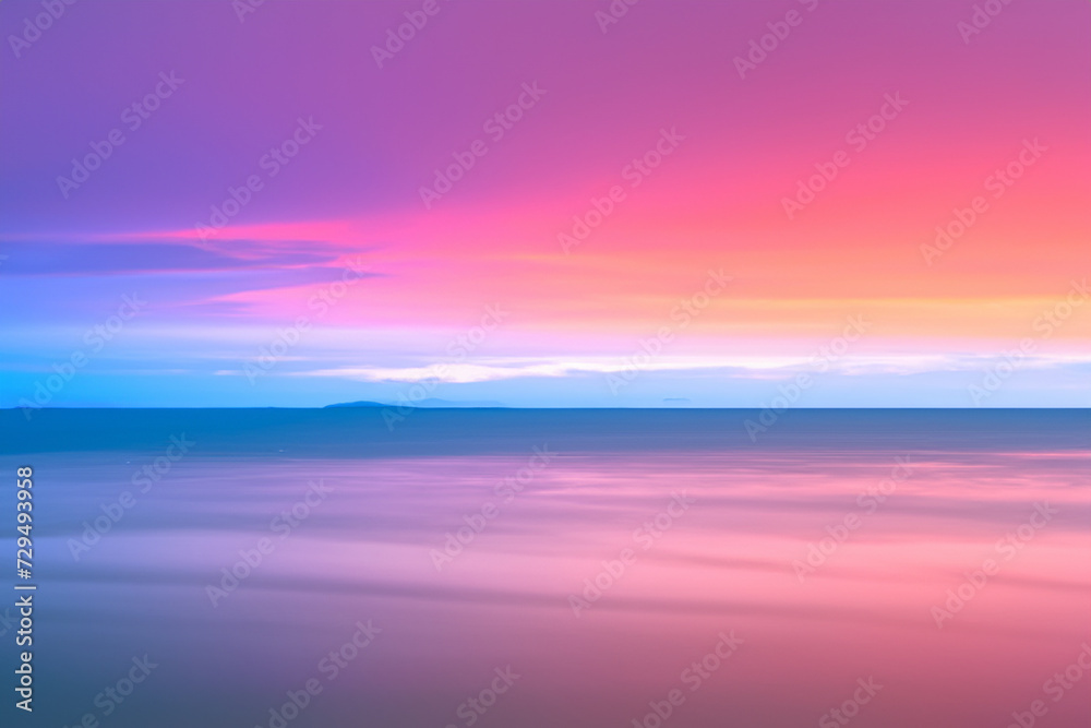 Dawn at Sea: Blue and Pink Gradient, Natural Abstract Sunset.