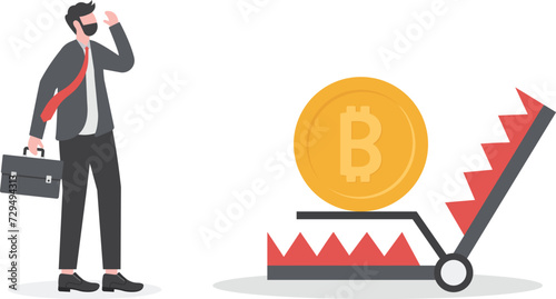 Cryptocurrency market drop, bitcoin collapse and crypto coin price crisis, trading trap or pitfall concept, 

