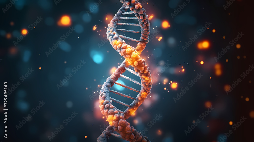 Obraz premium Helix DNA polygonal wireframe molecule helix, medical concept background