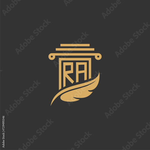 RA Initials Law Firm Logo Design Lawyer Justice Attorney Law Logo Vector