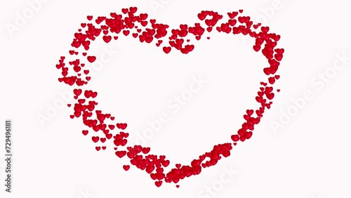 Glitter particle hearts frame on white background. Valentines day