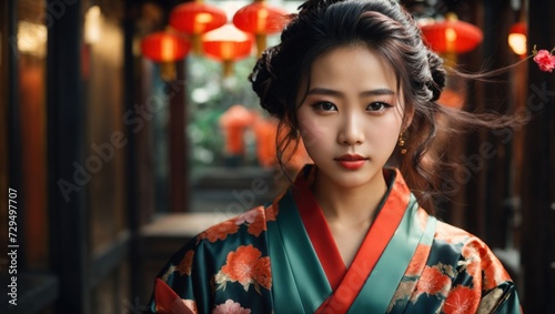 Asian girl in national costume