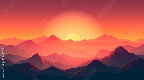 Mountain peak illustration, mountain aerial photography PPT background illustration