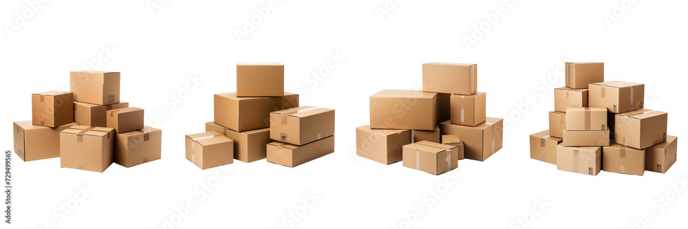 et of a Various cardboard boxes for shipping, isolated on a Transparent Background (2) et of a Various cardboard boxes for shipping, isolated on a Transparent Background (2)