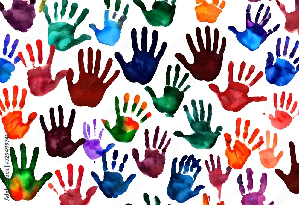 seamless pattern with colorful hands