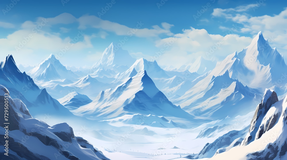 Fototapeta premium Majestic mountains, panoramic peaks PPT background