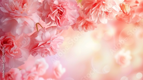Abstract floral background with pink carnation flowers. Floral backdrop.AI.