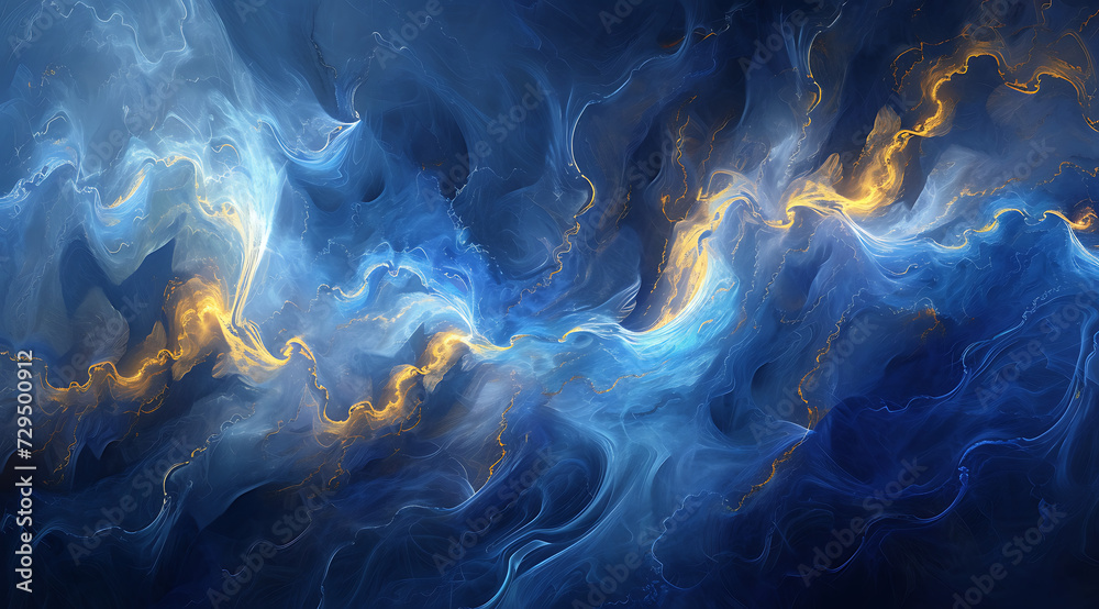 an elegant blue and golden abstract in