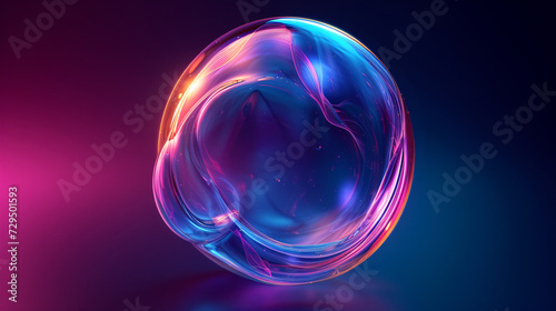 A swirling abstract bubble design in pink and blue hues. The background is a gradient of pink and purple. © wcirco