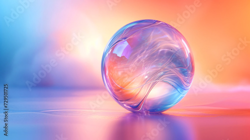 A swirling abstract bubble design in pink and blue hues. The background is a gradient of pink and purple. photo